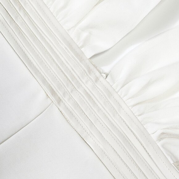 Glamorous Stretch White Jumpsuit Deep V Neck Bodysuit W/ Oversized Tulle Flower - Picture 7 of 7